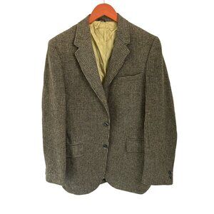 Vintage Harris Tweed Mens Blazer Jacket 40R Wool Houndstooth Pattern 2 Button Br